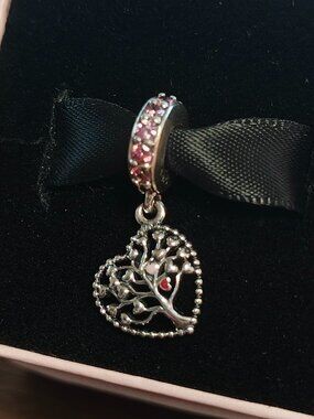 Authentic Pandora Retired Tree of Love Dangle Charm 796592CZSMX Sterling Silver